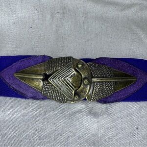 Vintage Omega Arrowhead Western Style Leather Elastic Purple Belt